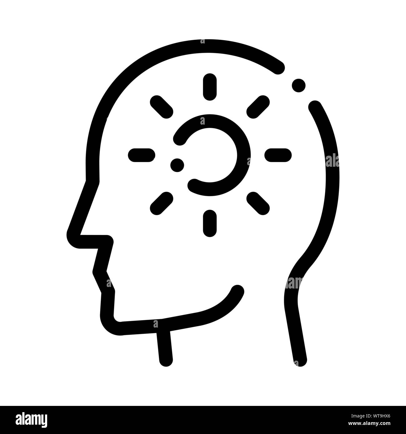 Shining Sun In Man Silhouette Mind Vector Icon Stock Vector