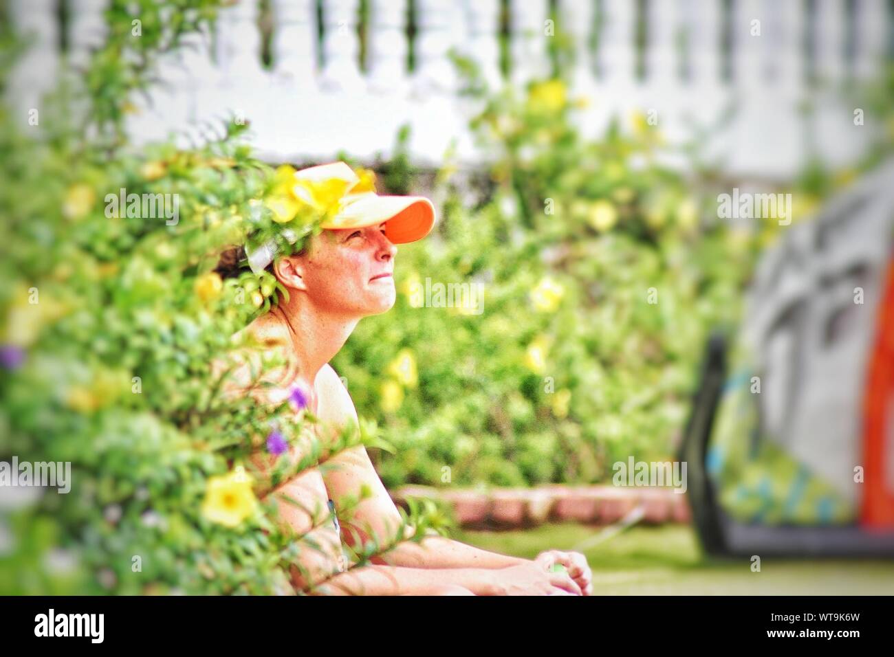 Woman Day Dreaming Outdoors Stock Photo