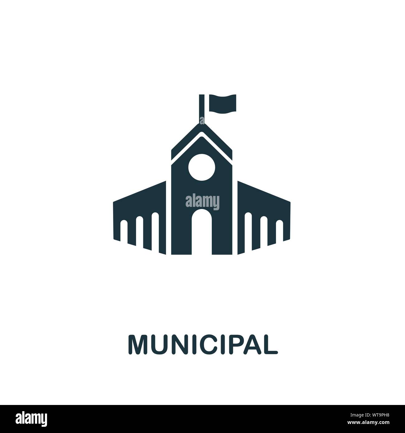 Municipal vector icon symbol. Creative sign from buildings icons collection. Filled flat Municipal icon for computer and mobile Stock Vector