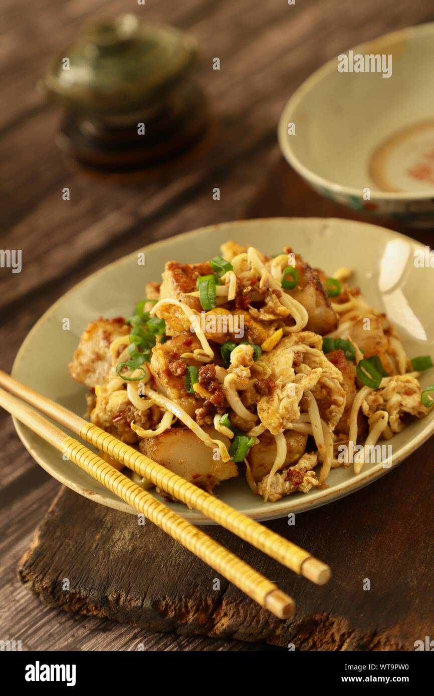 Chai Tow Kway. Stirfried carrot cake (turnip cake) with scrambled egg