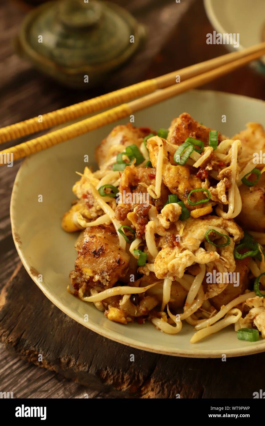 Chai Tow Kway. Stirfried carrot cake (turnip cake) with scrambled egg