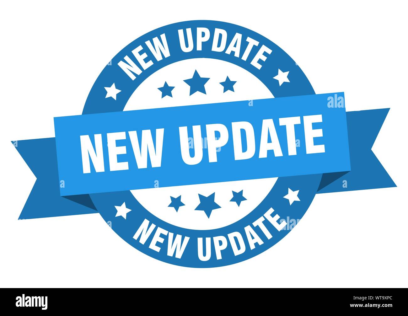 new update ribbon. new update round blue sign. new update Stock Vector ...