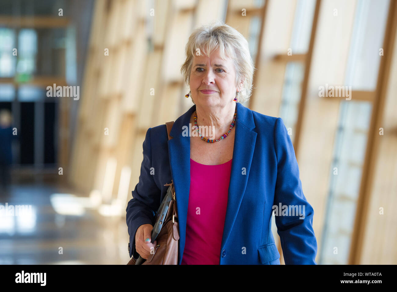 Edinburgh, UK. 5 September 2019. Pictured: Roseanna Cunningham MSP - Cabinet Secretary for Environment, Climate Change and Land Reform. Scenes from Holyrood before First Ministers Questions returns to the chamber after the summer recess.  Colin Fisher/CDFIMAGES.COM Stock Photo