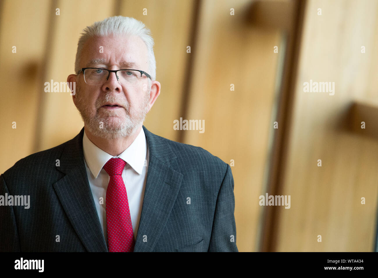 Edinburgh, UK. 5 September 2019. Pictured: Michael Russell MSP - Cabinet Secretary of Government Business and Constitutional Awareness. Scenes from Holyrood before First Ministers Questions returns to the chamber after the summer recess.  Credit: Colin Fisher/Alamy Live News Stock Photo
