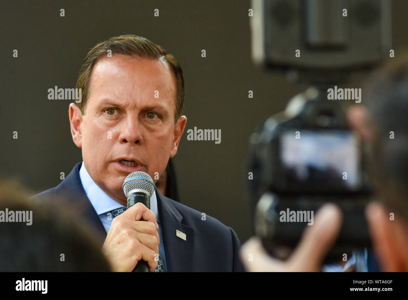 SÃO PAULO, SP - 11.09.2019: INAUGURAÇÃO DISTRITO POLICIAL NO BRÁS - João Doria, (PSDB) Governor of São Paulo, during the inauguration of the new facilities of the 8th Police District in Brás, according to the government, the reform and expansion will allow improvements in the working conditions of police and public service, this Wednesday (11 ). (Photo: Roberto Casimiro/Fotoarena) Stock Photo