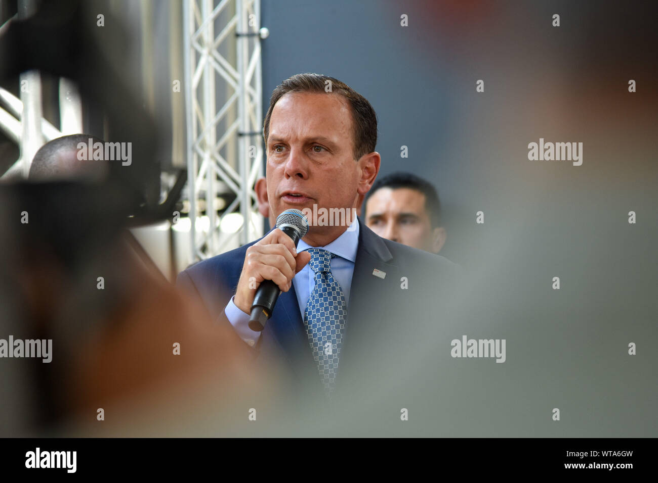 SÃO PAULO, SP - 11.09.2019: INAUGURAÇÃO DISTRITO POLICIAL NO BRÁS - João Doria, (PSDB) Governor of São Paulo, during the inauguration of the new facilities of the 8th Police District in Brás, according to the government, the reform and expansion will allow improvements in the working conditions of police and public service, this Wednesday (11 ). (Photo: Roberto Casimiro/Fotoarena) Stock Photo