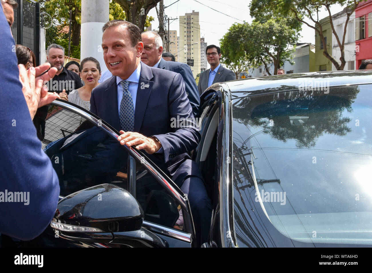 SÃO PAULO, SP - 11.09.2019: INAUGURAÇÃO DISTRITO POLICIAL NO BRÁS - João Doria, (PSDB) Governor of São Paulo, during the inauguration of the new facilities of the 8th Police District in Brás, according to the government, the reform and expansion will allow improvements in the working conditions of police and public service, this Wednesday (11 ). (Photo: Roberto Casimiro/Fotoarena) Stock Photo