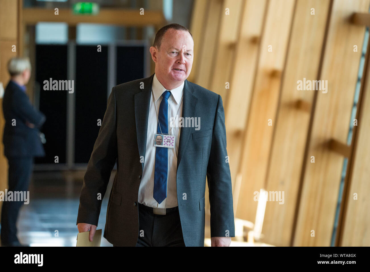 Edinburgh, UK. 5 September 2019. Pictured: Bill Kidd MSP - Glasgow Anniesland Constituency. Scenes from Holyrood before First Ministers Questions returns to the chamber after the summer recess.  Colin Fisher/CDFIMAGES.COM Stock Photo