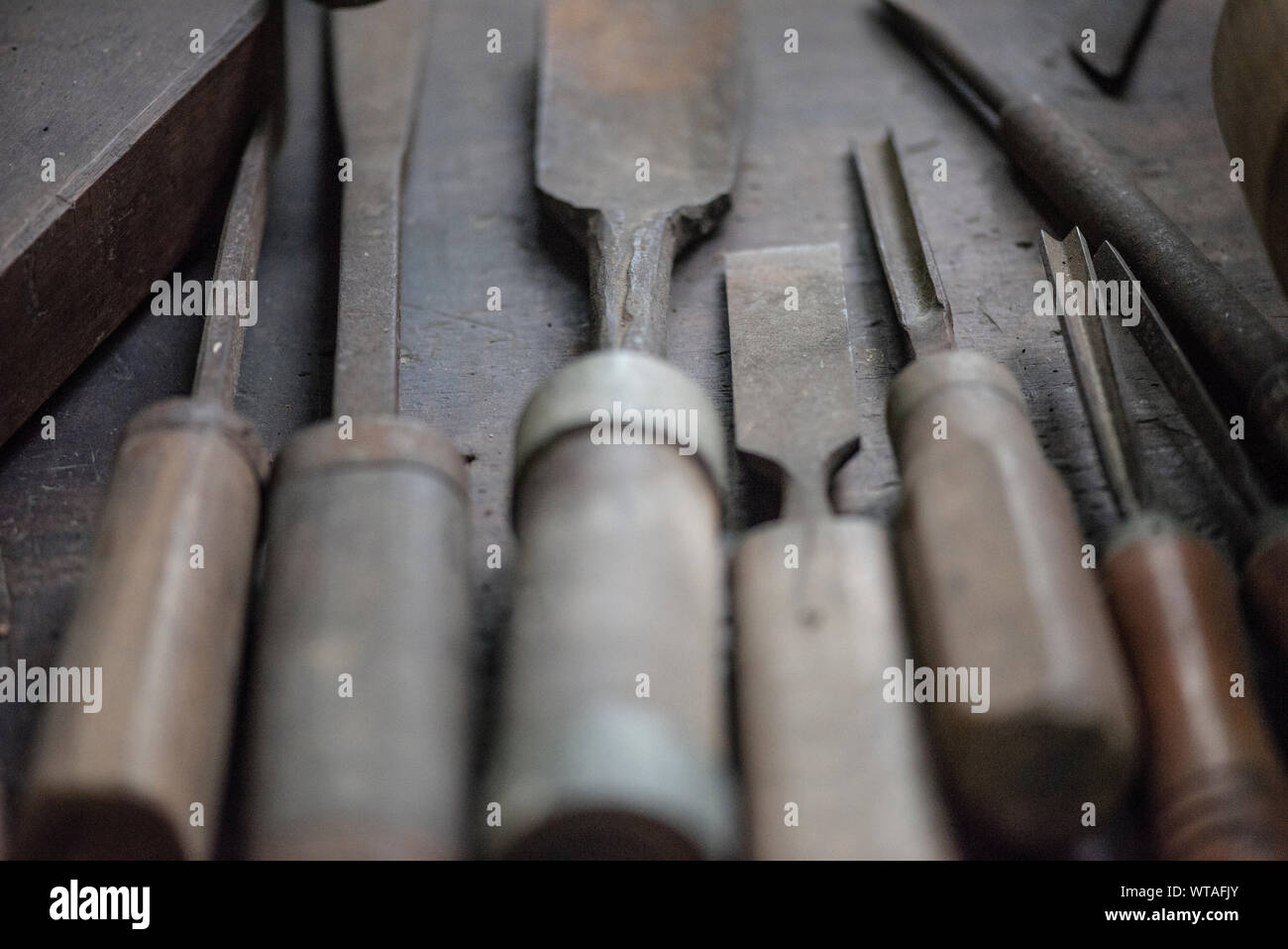 Wood carving tools Stock Photo