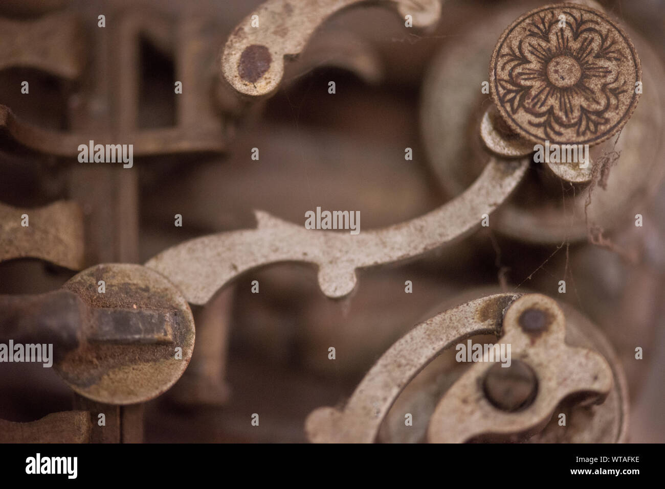 Detail of old furnishing factory machinery Stock Photo