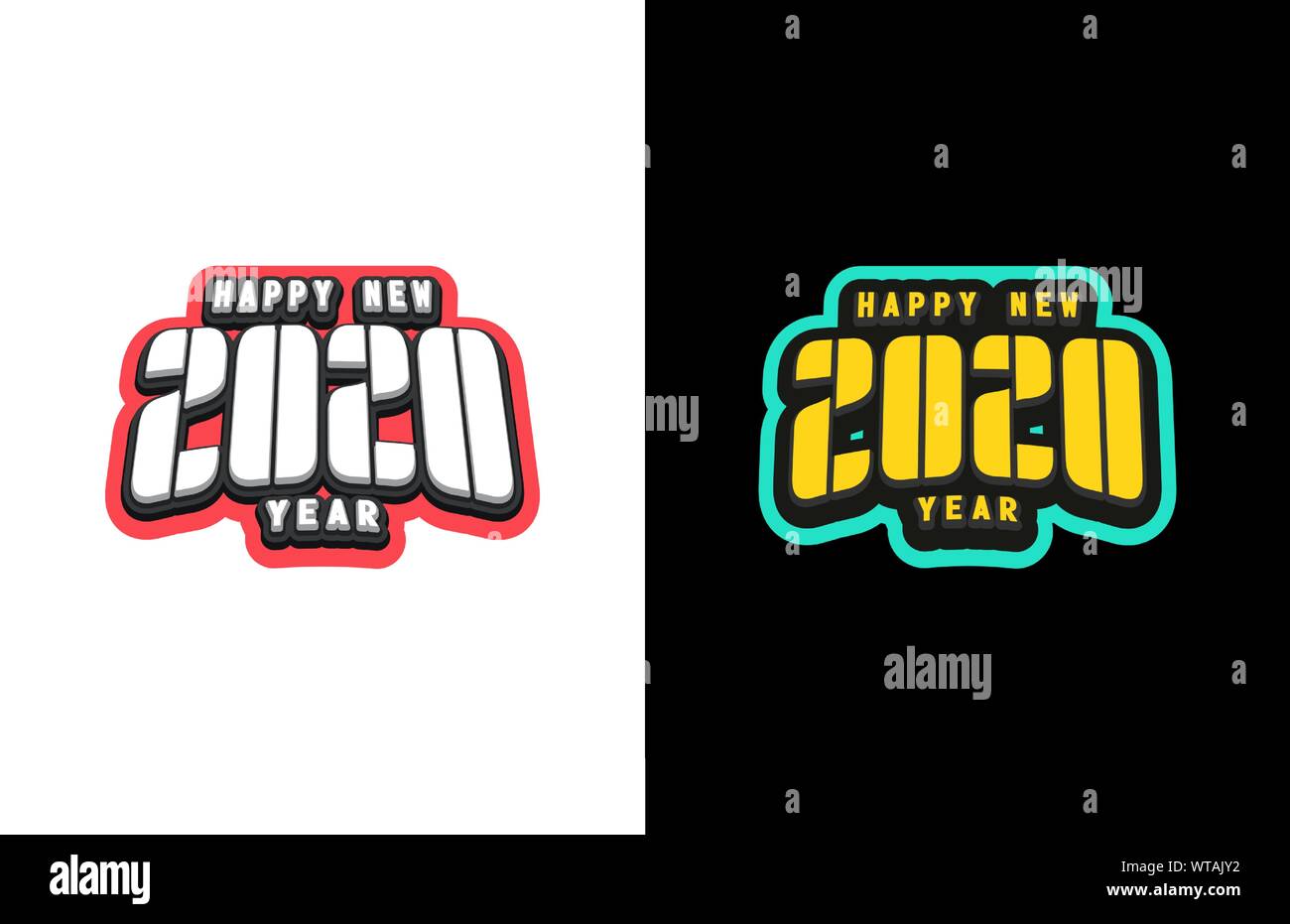 Typography sport super hero style emblem with text happy new year 2020 ...