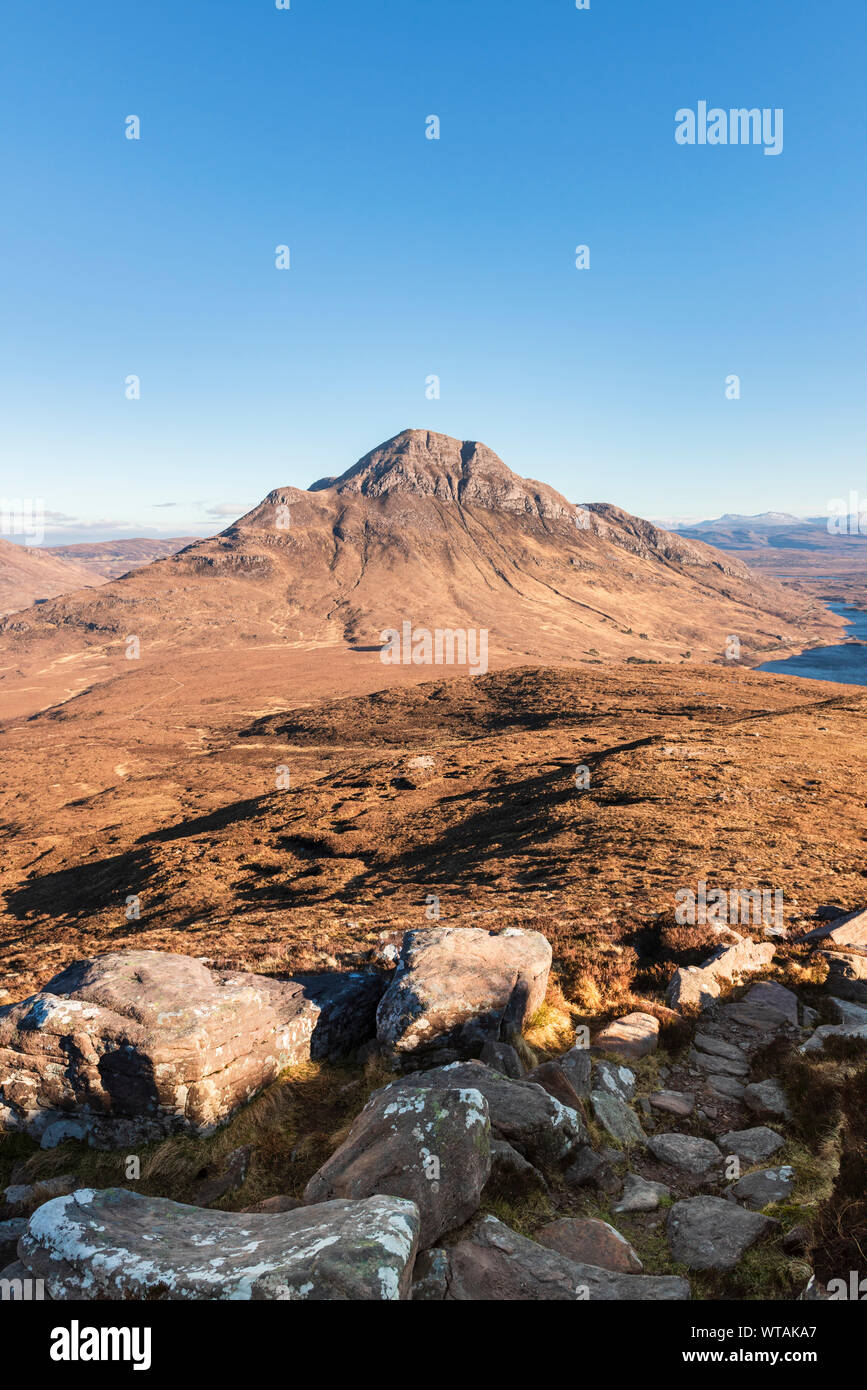 Cul Beag a mountain in Coigach, North West Highlands of Scotland this Corbett is one of the hills in the Inverpoly National Nature Reserve Stock Photo