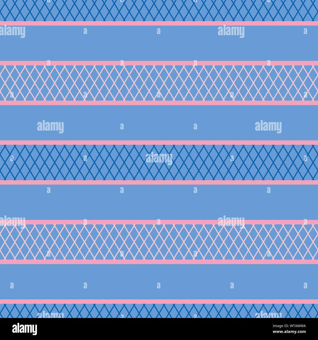 seamless vector abstract horizontal stripes pattern in blue and pink Stock Vector