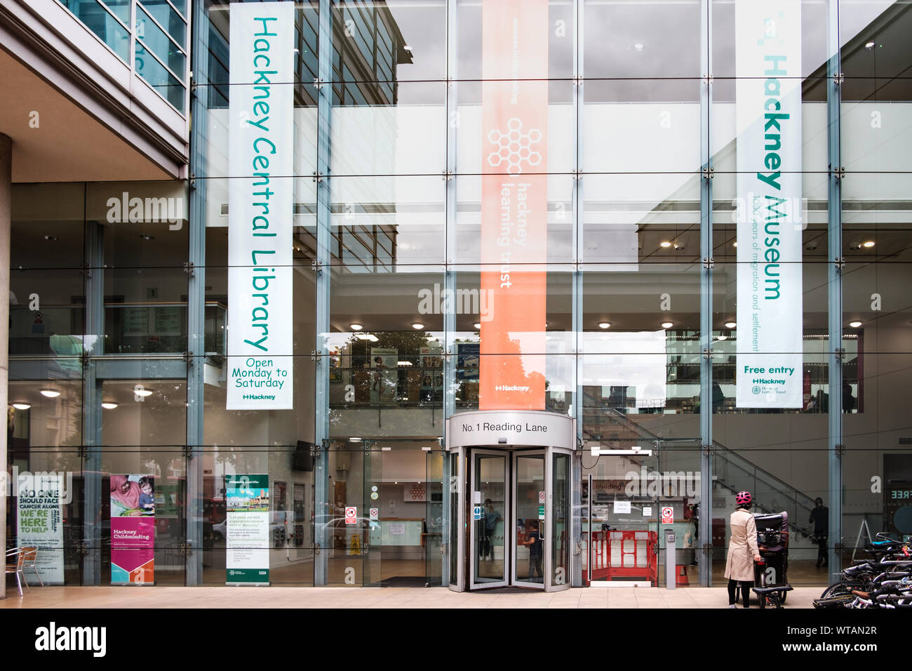 Hackney Central Library, Hackney Museum and Hackney Technology and Learning Centre at 1 Reading Lane,  E8 1GQ. East London, UK Stock Photo