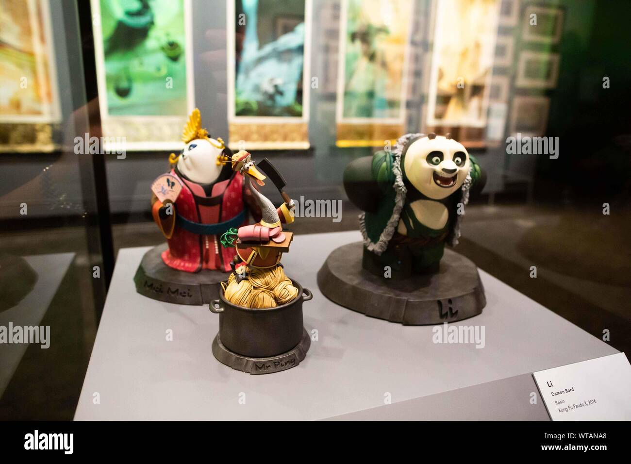 190911) -- CANBERRA, Sept. 11, 2019 (Xinhua) -- Photo taken on Sept. 11,  2019 shows 3D models made and used for the DreamWorks movies at an  exhibition on DreamWorks Animation in the