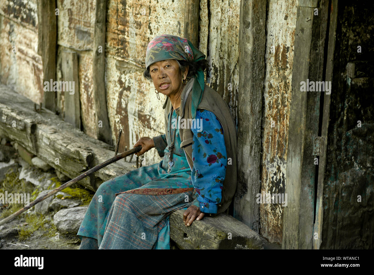 Native resident of the outskirts of Manali Stock Photo