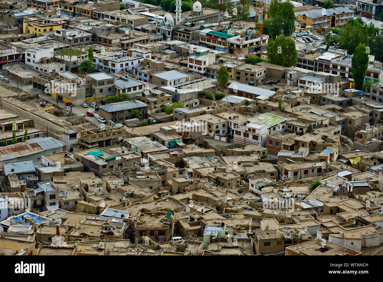 Aerial view of Leh downtown Stock Photo