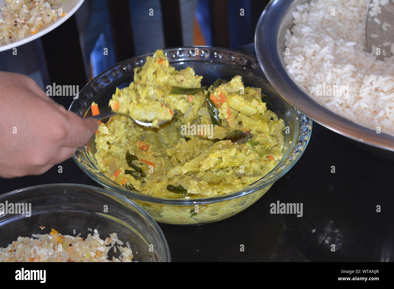 Traditional curries from Kerala India Stock Photo Alamy
