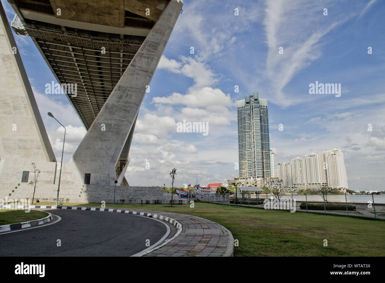 Below the Bhumibol Industrial Ring Road bridge Stock Photo