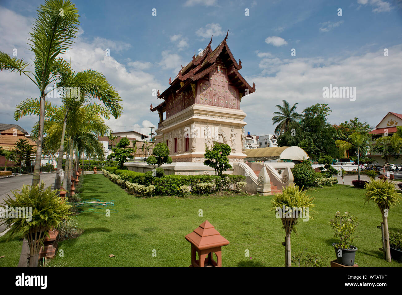 Monastic library (Ho Trai) inside Wat Phra Singh temple Stock Photo
