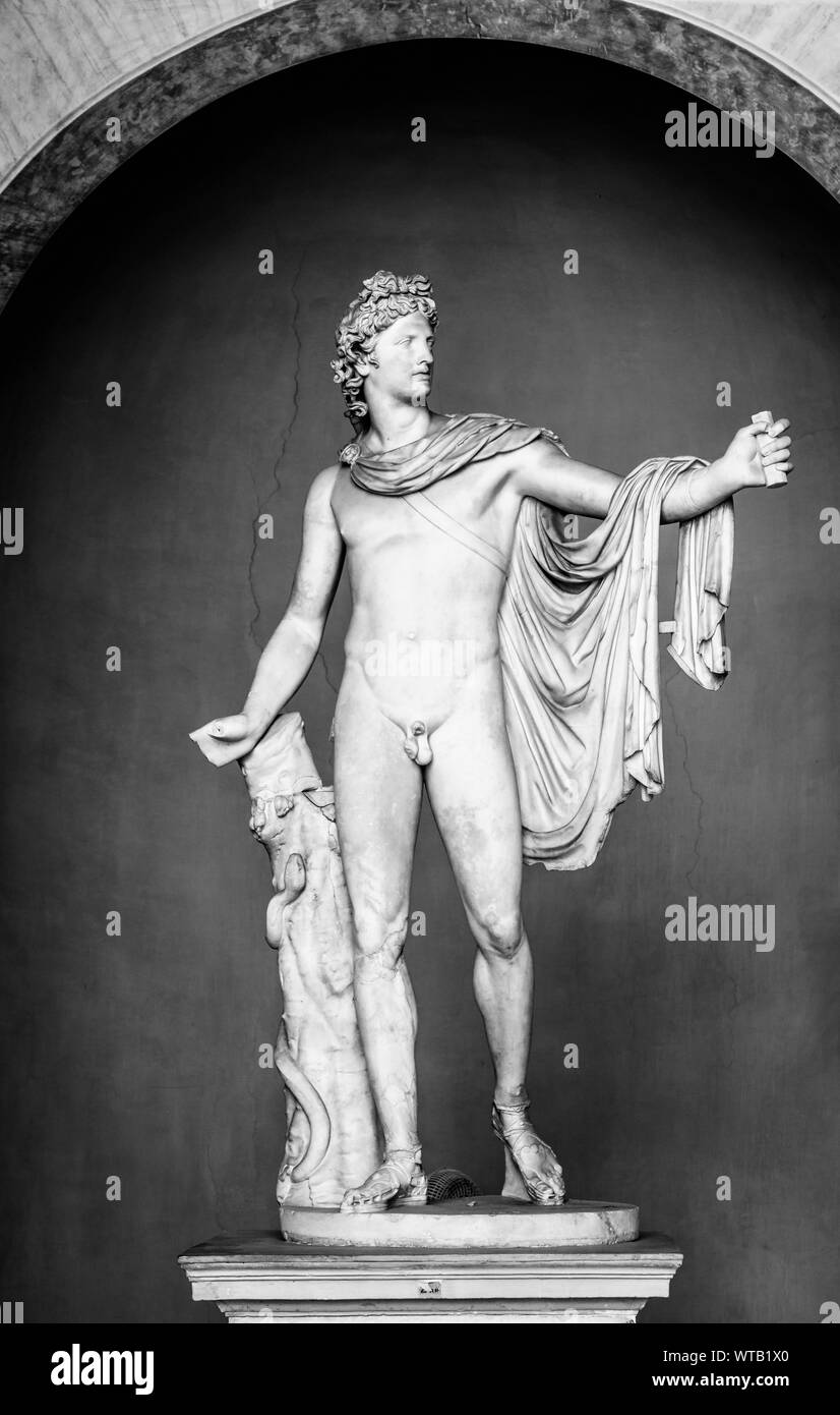 Vatican, Rome, Italy, October 19, 2018: Marble statue of Apollo Belvedere aka Pythian Apollo in Vatican Museum, Italy Stock Photo