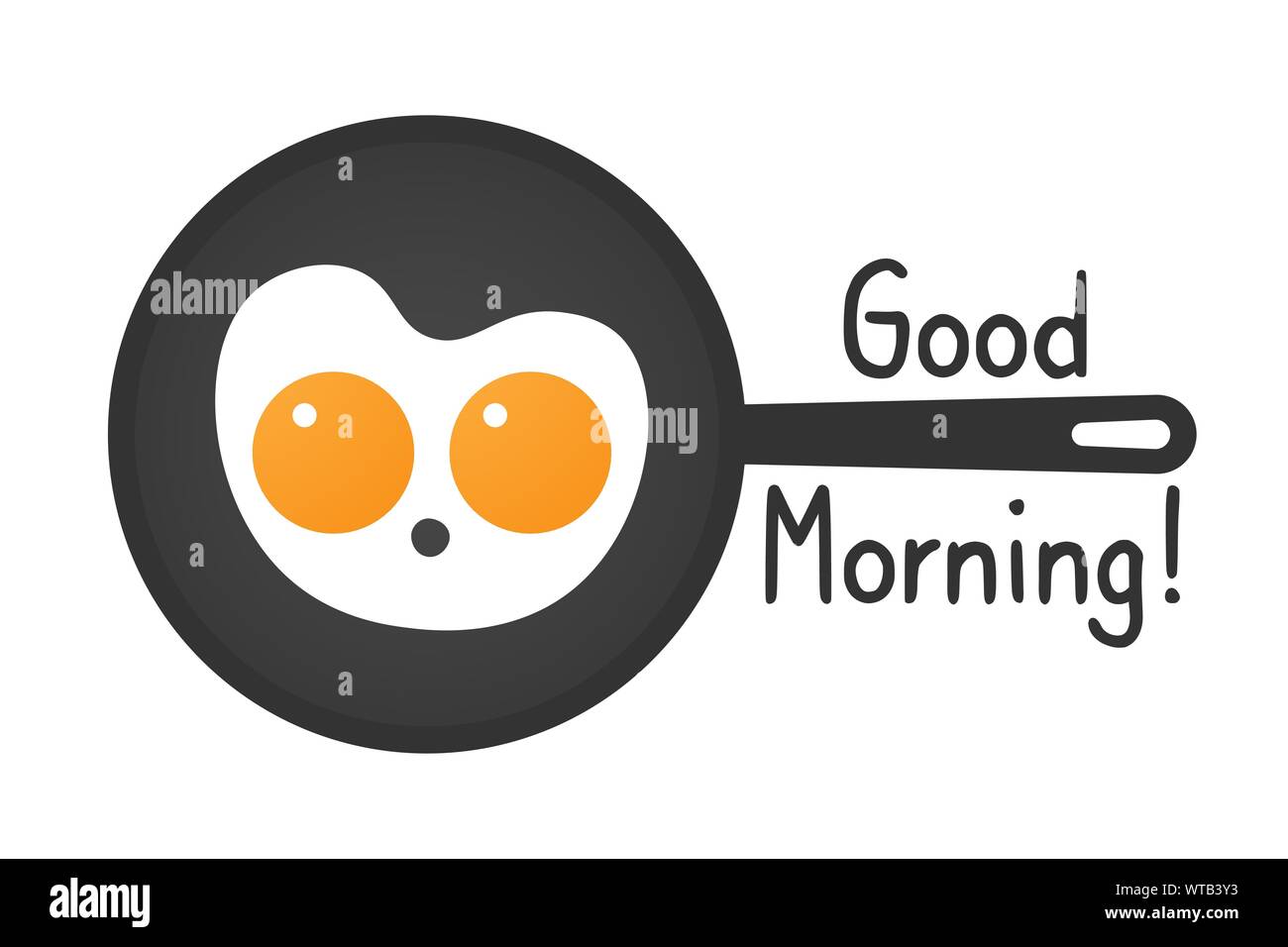 Frying pan with greeting words - Good Morning Stock Vector