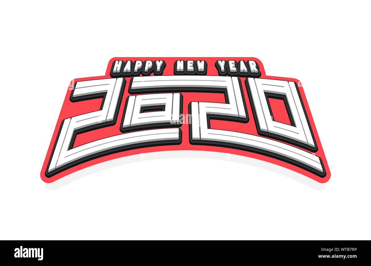 Typography sport super hero style emblem with text happy new year 2020 ...