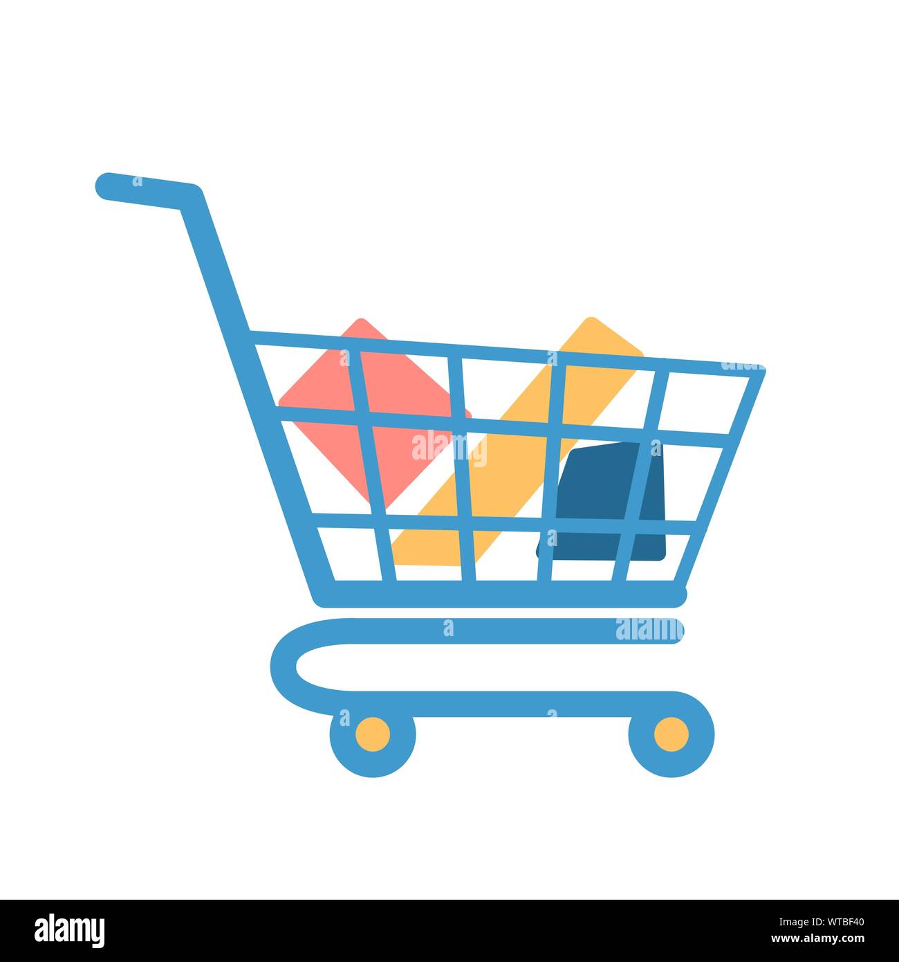 shopping cart with goods in flat modern design. Colored vector icon  isolated white background Stock Vector Image & Art - Alamy