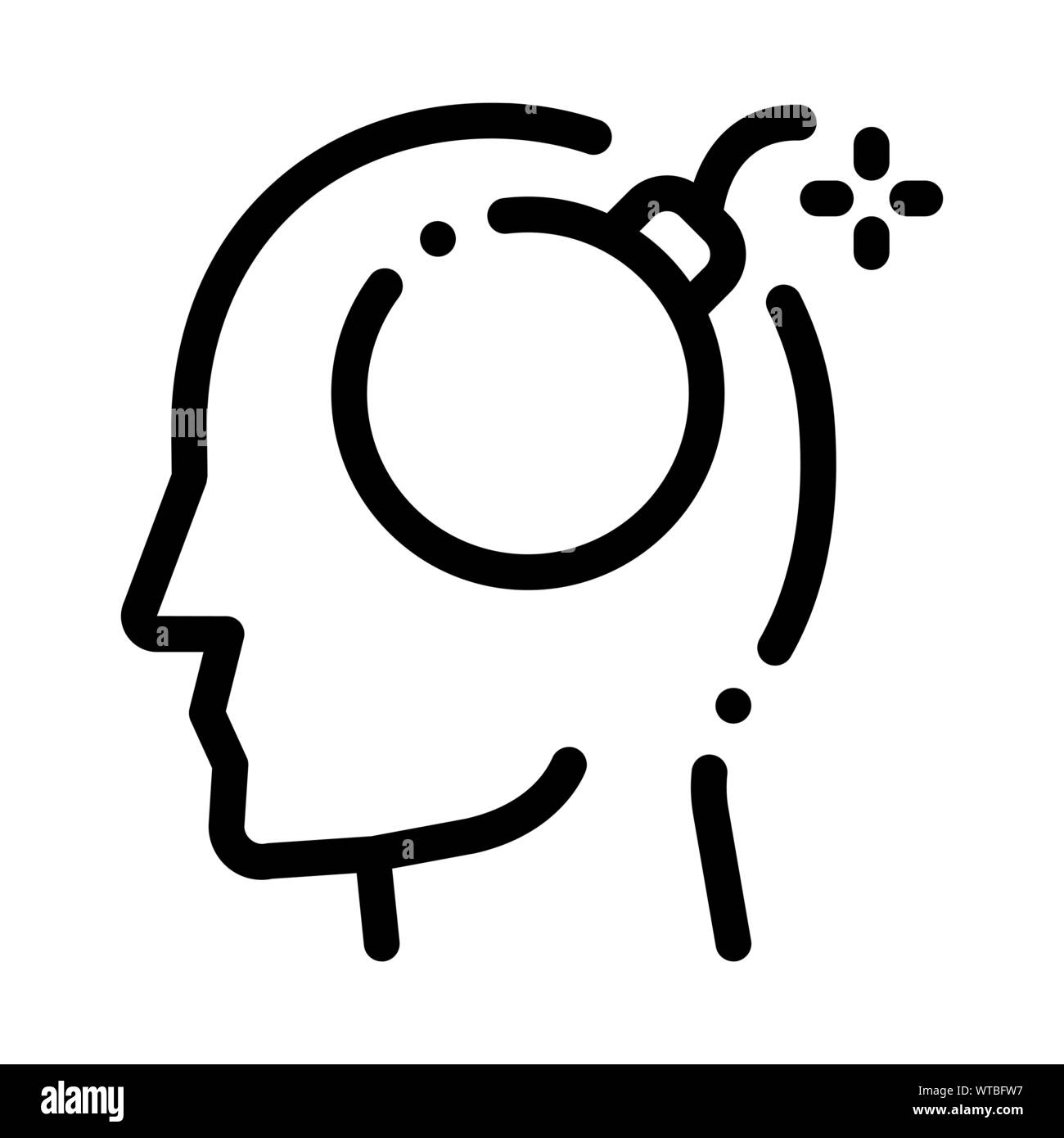 Bomb Dynamite Man Silhouette Headache Vector Icon Stock Vector