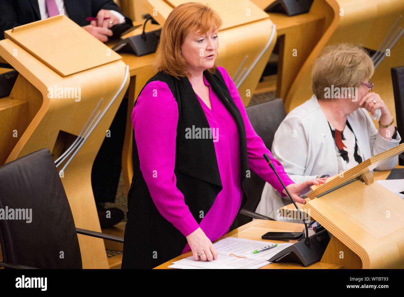 Edinburgh, UK. 5 September 2019. Pictured: Emma Harper MSP for South Scotland. Scottish Government Debate: Avoiding A No Deal Exit From The EU.  That the Parliament agrees that the UK should in no circumstances leave the EU on a no-deal basis, and condemns the Prime Minister’s suspension of the UK Parliament from as early as 9 September until 14 October 2019. The result of the division is: For 87, Against 28, Abstentions 0. Colin Fisher/CDFIMAGES.COM Stock Photo