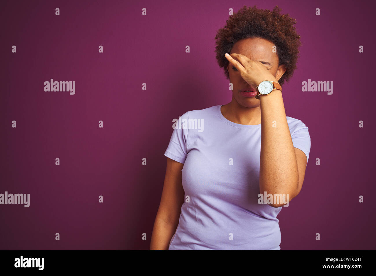 Young Beautiful African American Woman With Afro Hair Over