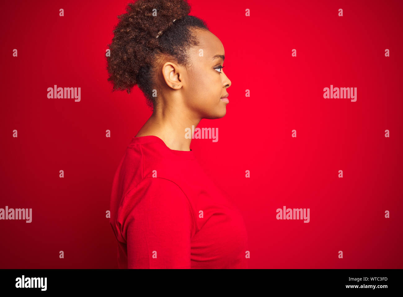 Young Beautiful African American Woman With Afro Hair Over
