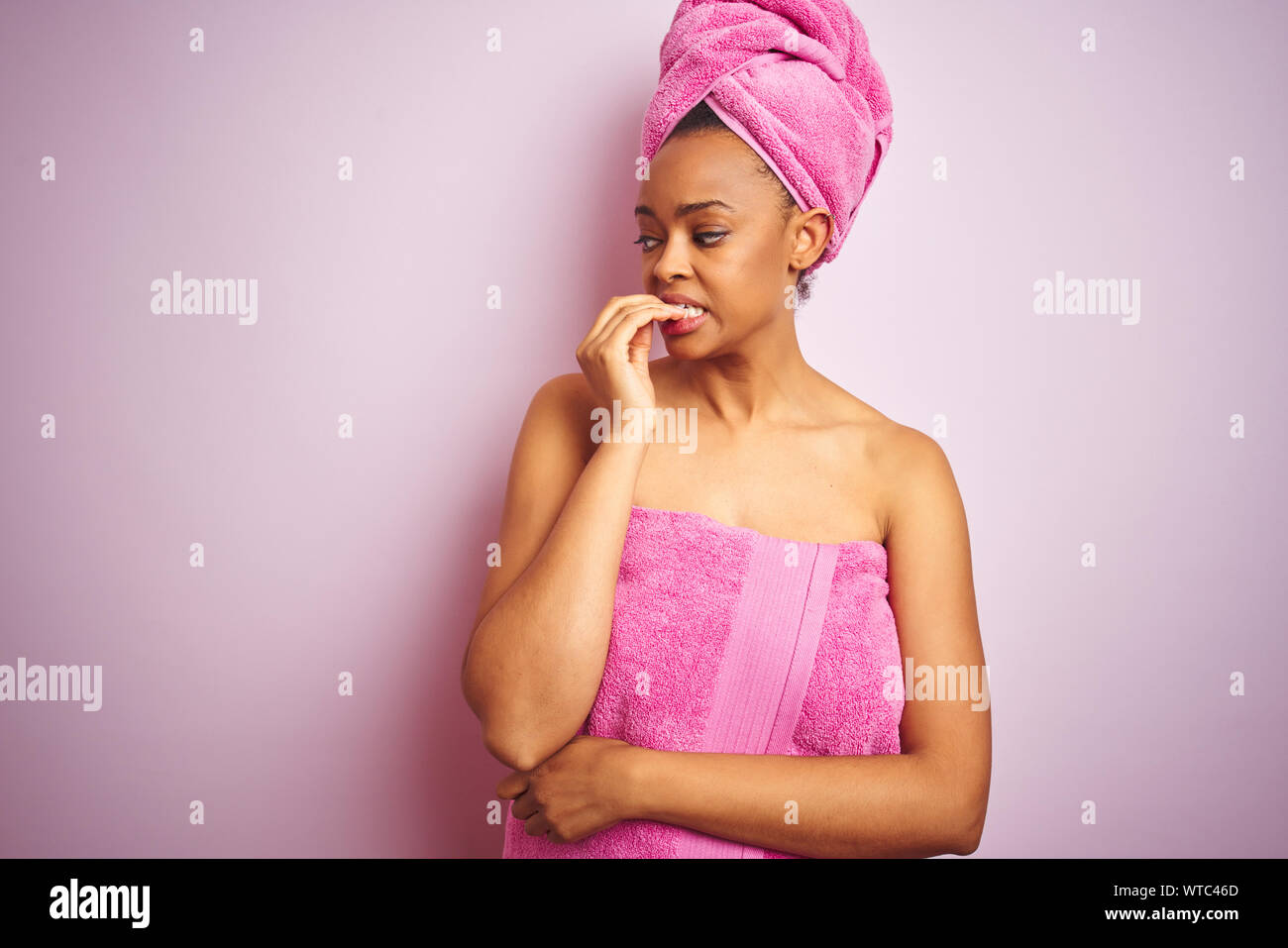 Portrait of nice good-looking african lady sawing nails while taking bath,  close-up hands Stock Photo | Adobe Stock