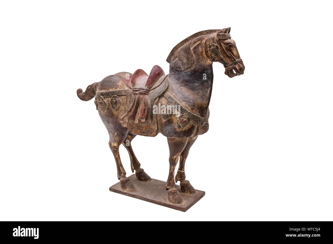 Chinese polychrome wooden horse statuette, ca 1920 Stock Photo