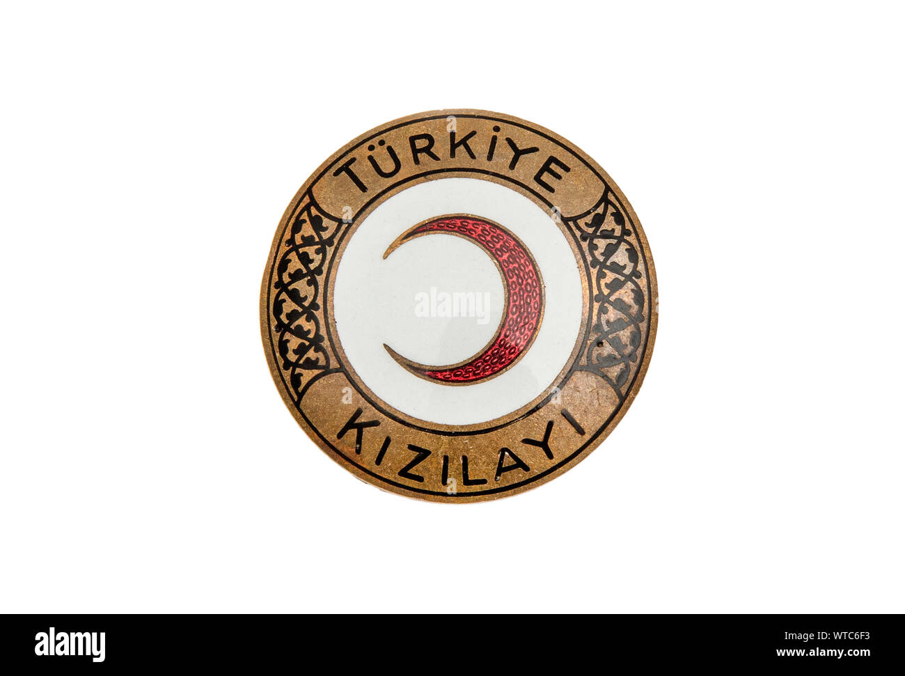 Turkish red cross enamel badge Stock Photo