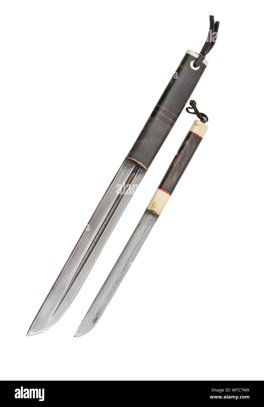 Characteristic Georgian, Khevsur Region dagger of the 19th century with utility knife. Stock Photo