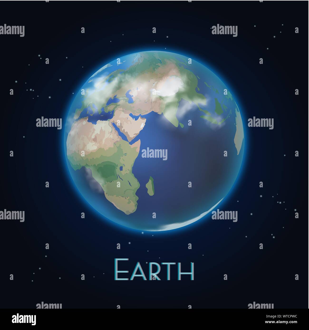 Realistic Earth planet icon.World globe from space Stock Vector