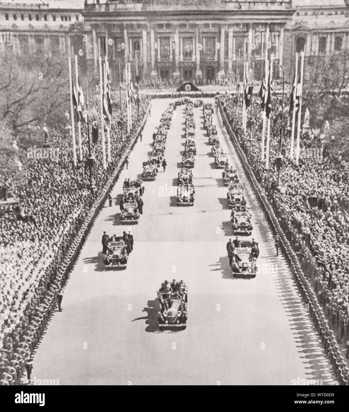 The anschluss succeeded: Hitler entered Vienna (April 1938). The Reich began its policy of annexations by controlling Austria. Stock Photo