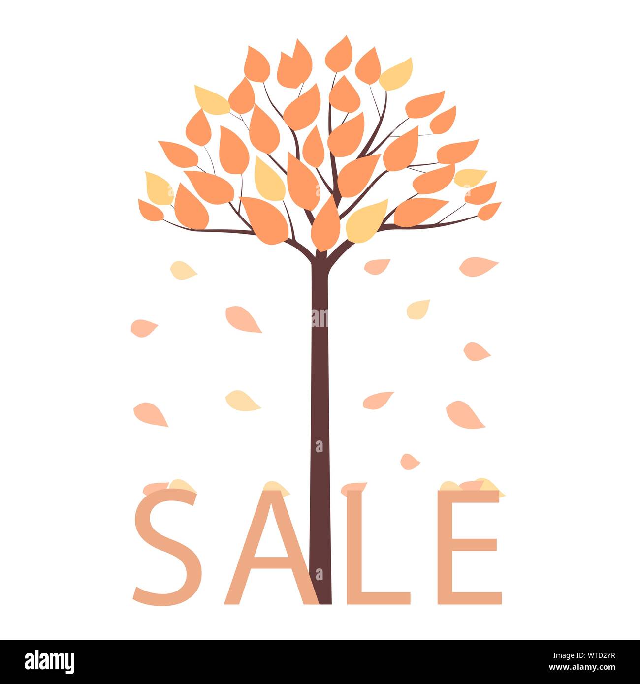 Seasonal sale template with tree and falling leaves Stock Vector Image &amp; Art - Alamy