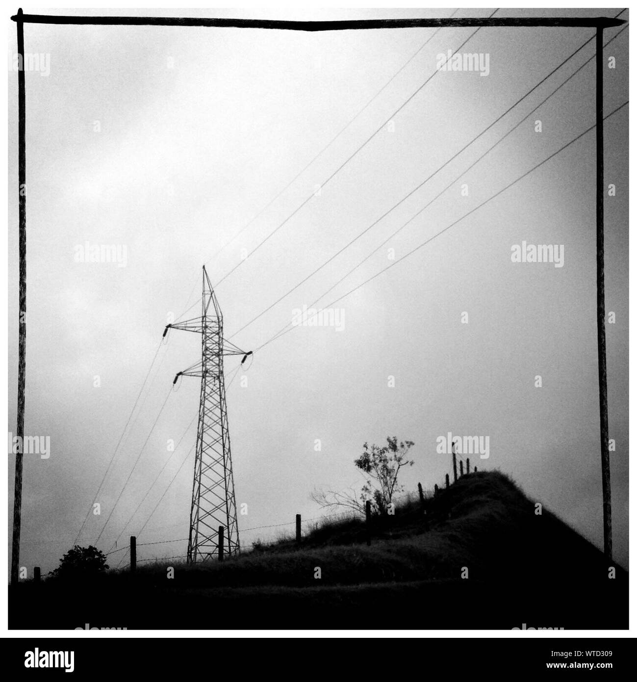 Pylon and fence Cut Out Stock Images & Pictures Alamy