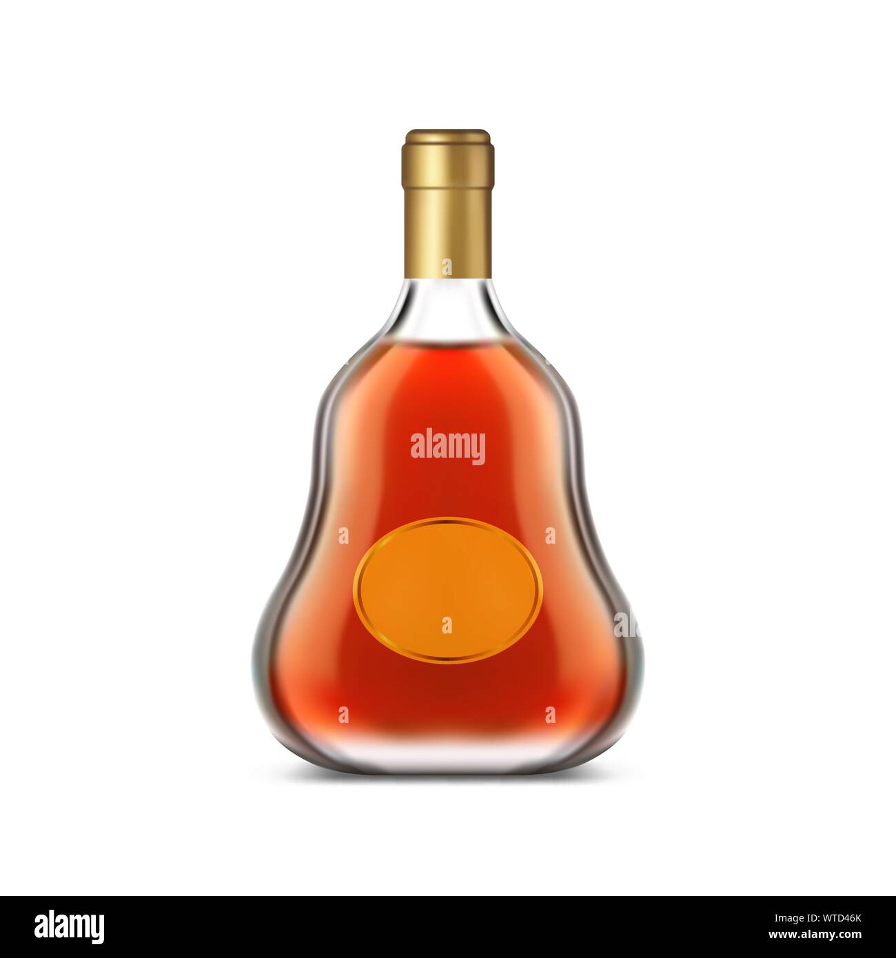 Bottle of cognac with clear label or dark brandy Stock Vector