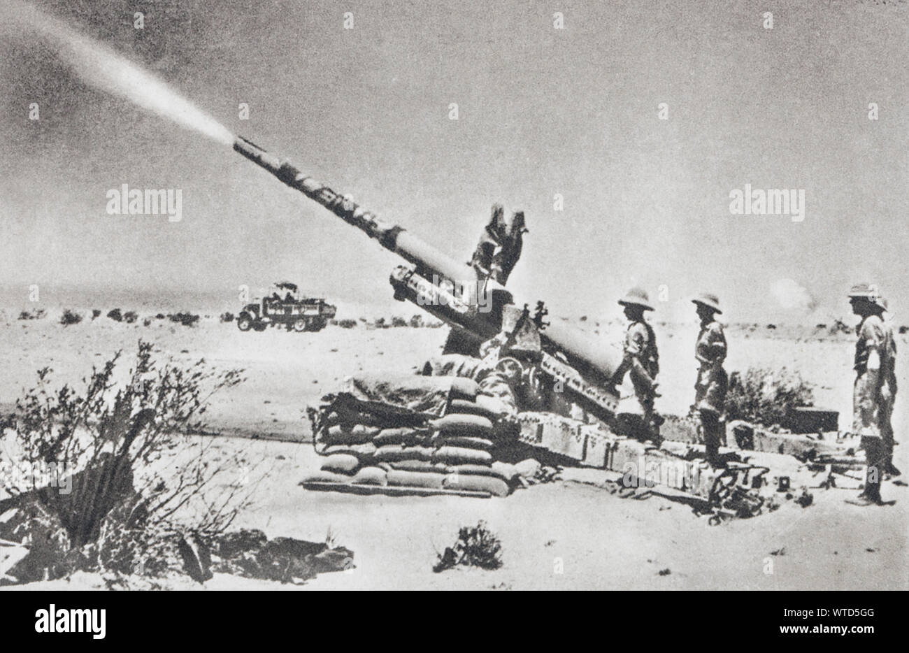 The British artillery stopped the German advance. Massee south of El Alamein, she established a barrage that the Germans could not force. Stock Photo