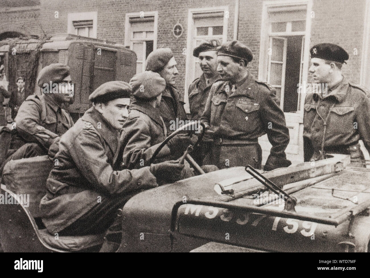 Colonel Piron gives his orders. At the head of his grumpy brigade, he was the first to go to Belgium. Stock Photo