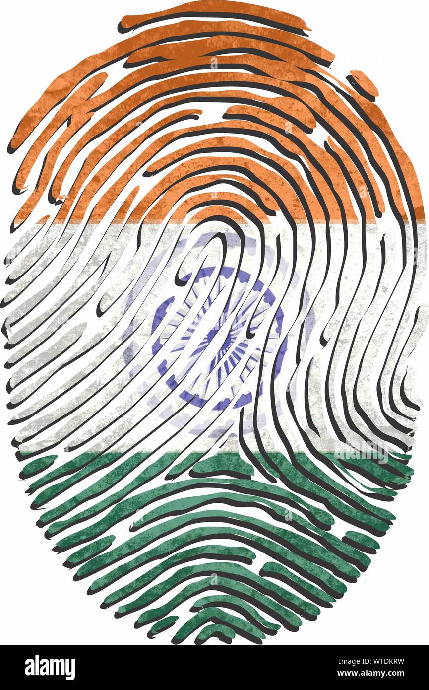 fingerprint, fingerprints at the national flag colors of Stock Photo