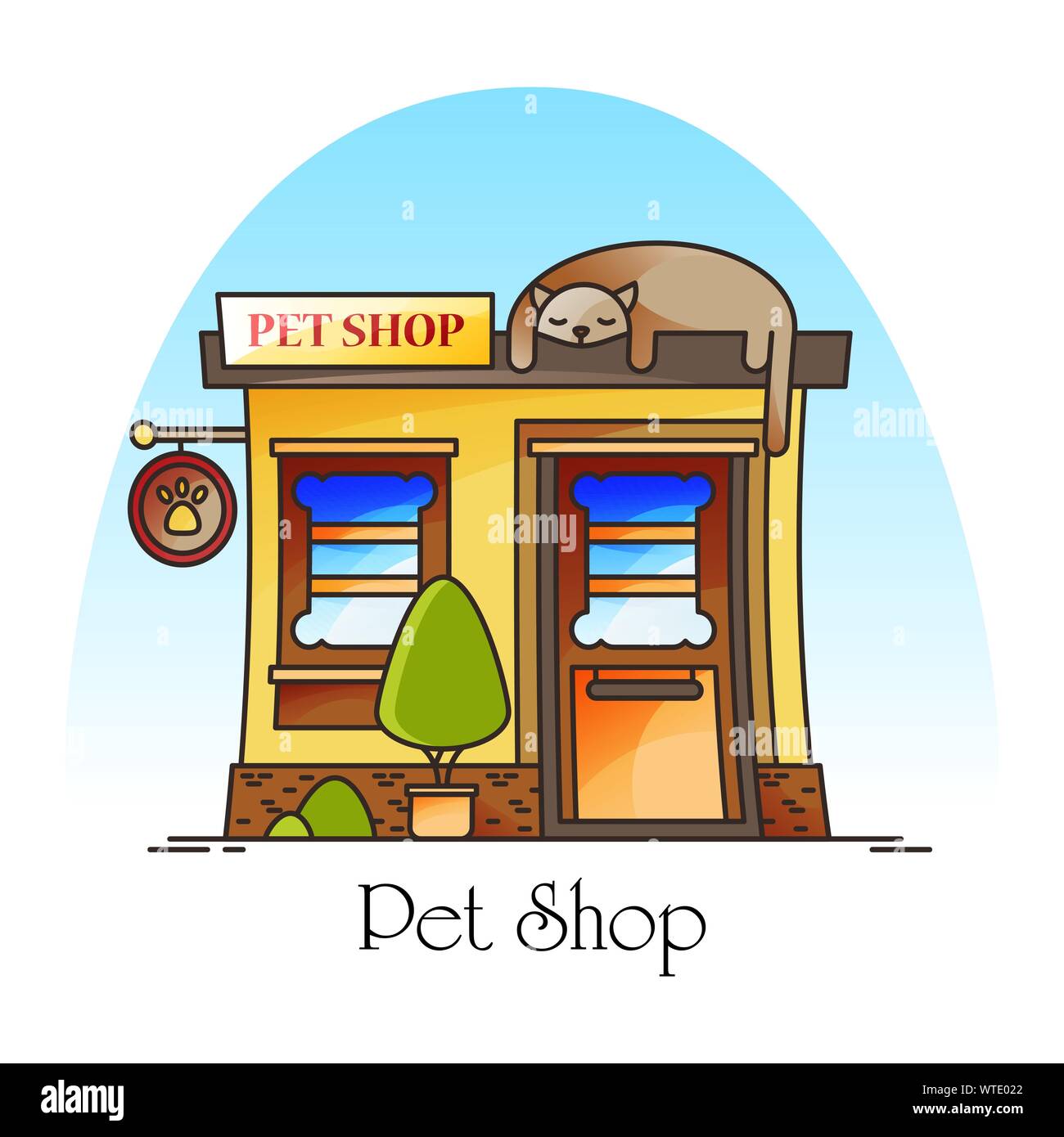 Pet shop or animal store. Building facade Stock Vector