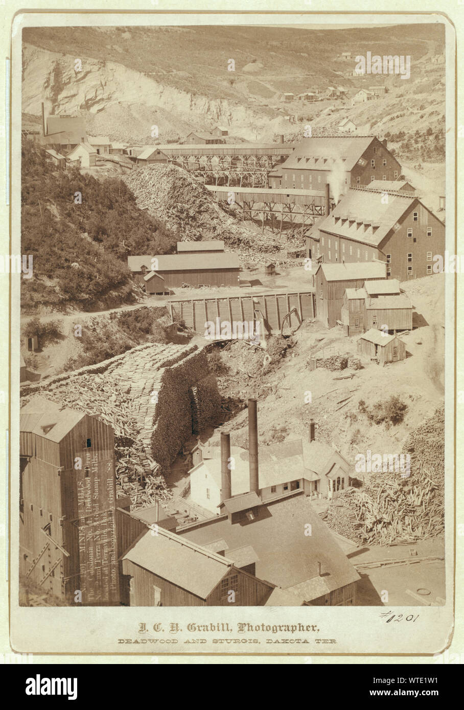 Mines and Mills. The Caledonia No. 1, Deadwood Terra No. 2, and Terra No. 3. Gold Stamp Mills, located at Terraville, Dak. Stock Photo