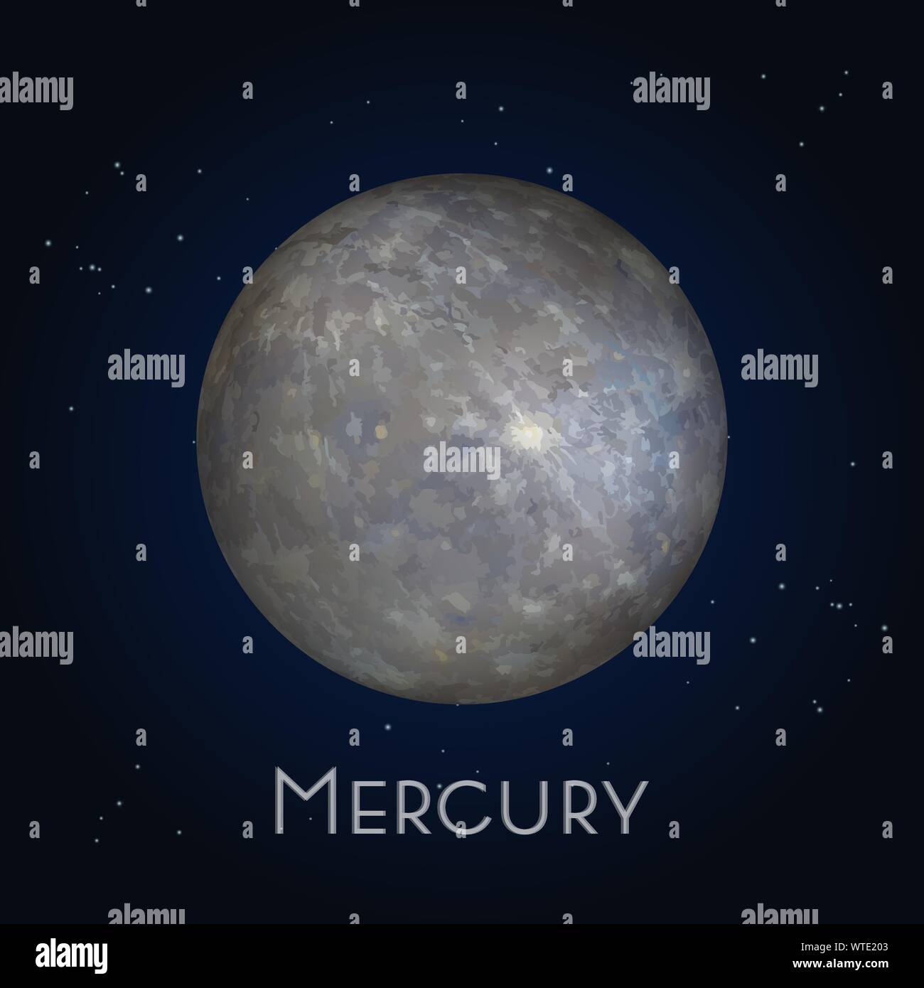 Mercury icon. First planet in solar system. Stock Vector