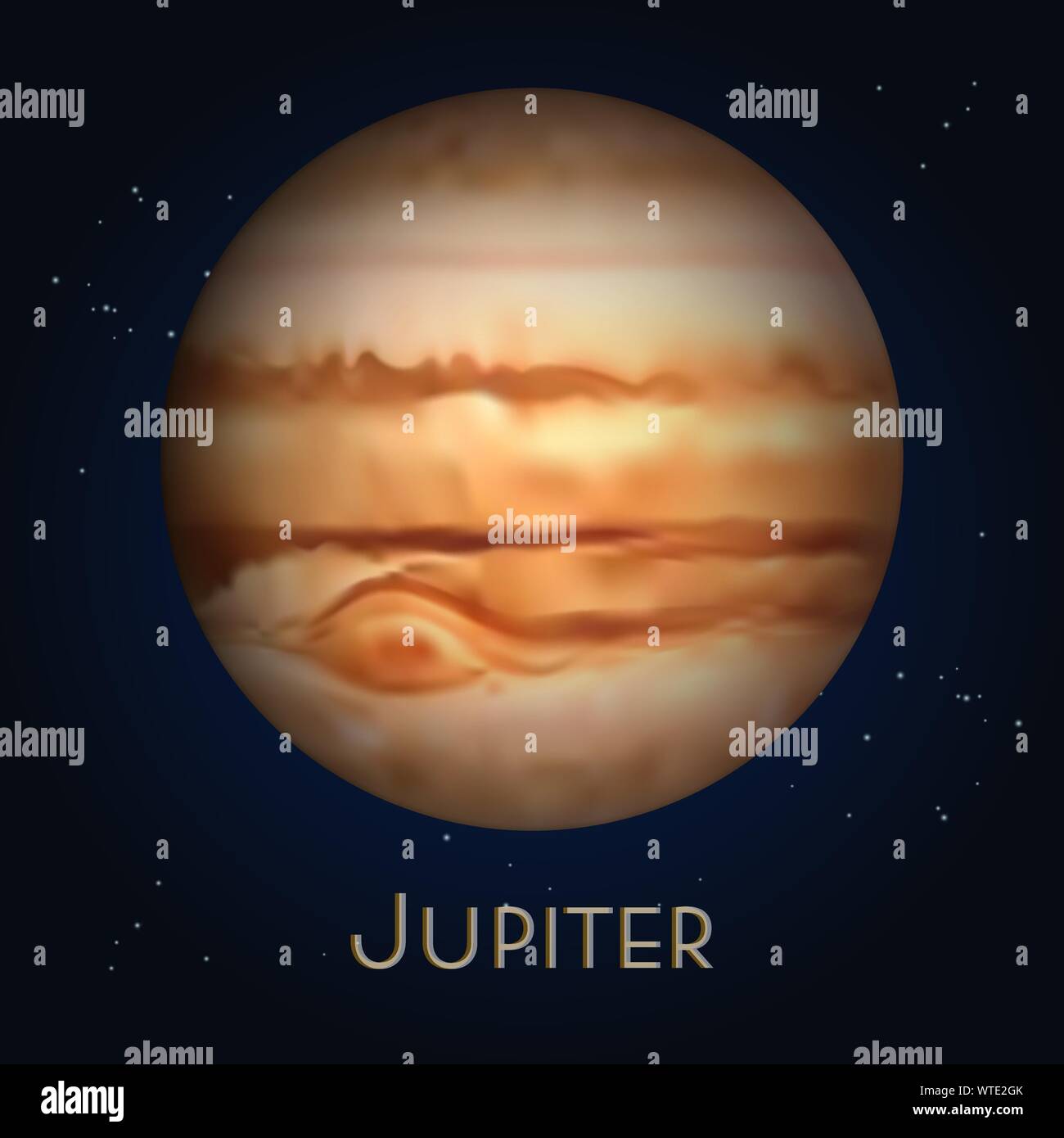 Cartoon realistic Saturn. Planet in solar system Stock Vector