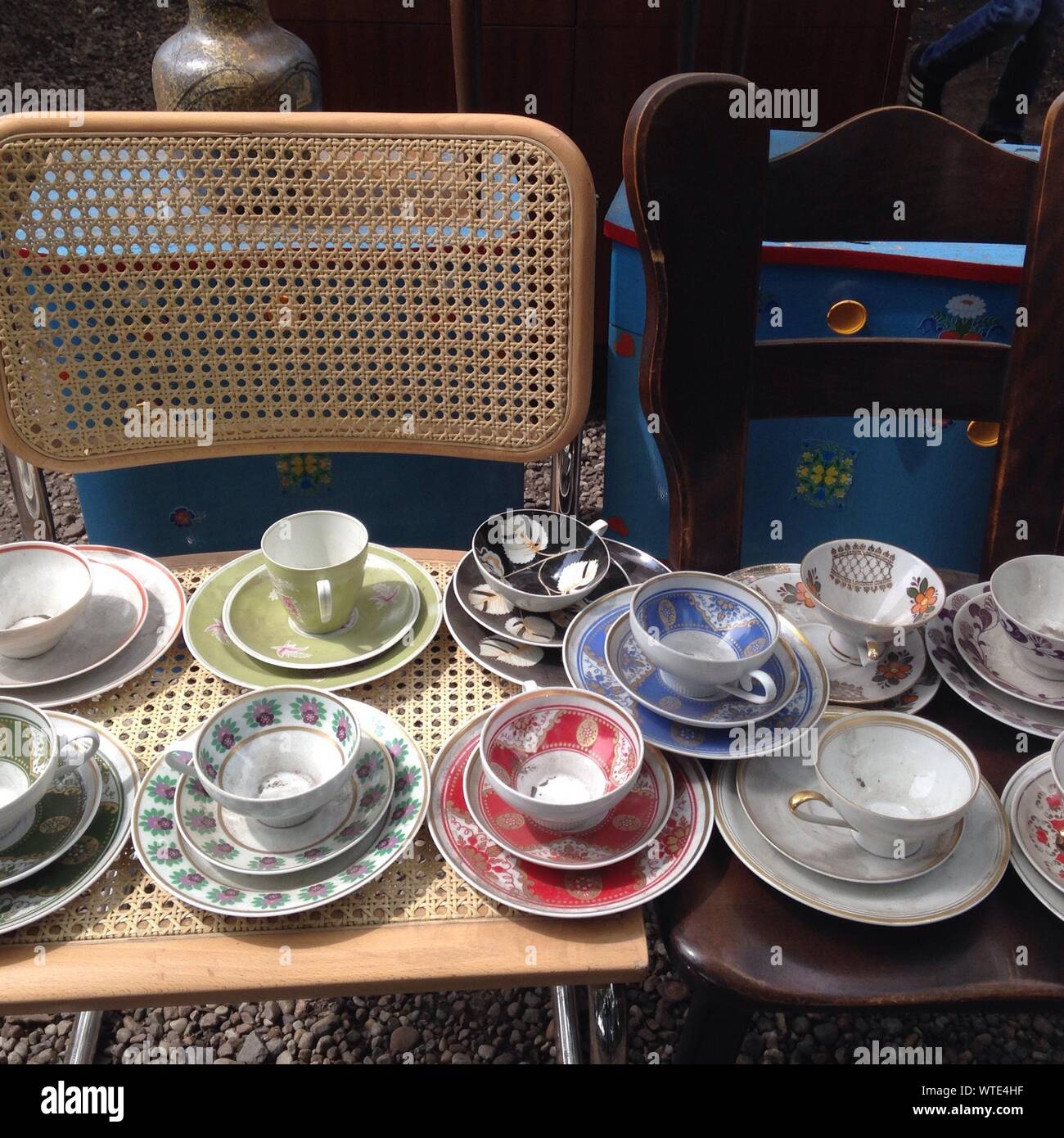 Decorative Cups And Saucers Stock Photo Alamy