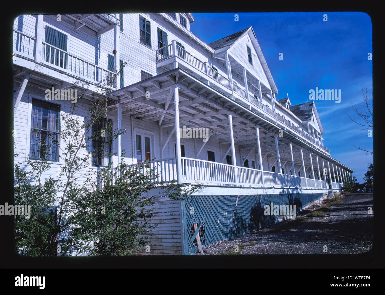 Minnewaska. Cliff House, porch diagonal, Lake Minnewaska, New York
